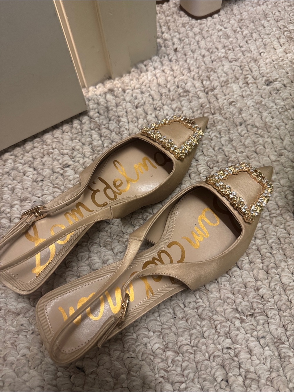 Sam Edelman Nude Bejeweled Slingback Kitten Heel - Picture 6 of 6